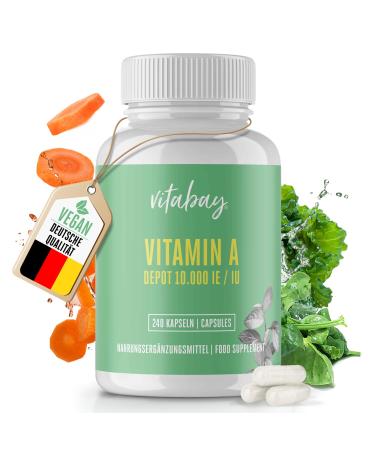 Vitabay vitamin A high dosles - 240 vitamin A capsules 10000 IE (3 000 g) vegan - vitamins a retinol high doses vitamin a retinol vit a vitamin A 240 piece (1 Pack)
