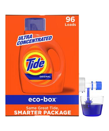 Tide Laundry Detergent Liquid Soap Eco-Box, Ultra Concentrated High Efficiency (He), Original Scent, 96 Loads