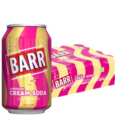 BARR since 1875 American Cream Soda No Sugar Sparkling Soft Drink with a Creamy Taste of American Cream Soda "Fizzingly Fun" - 24 x 330ml Cans American Cream Soda - No Sugar 330ml | 24 Cans