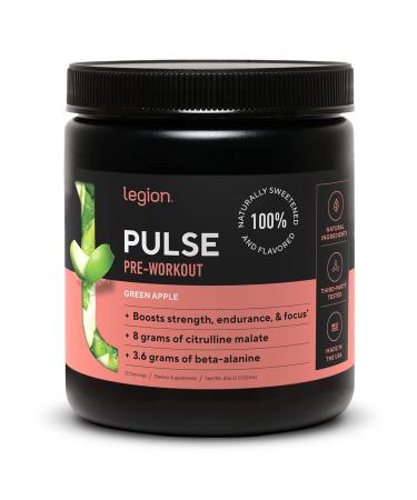 LEGION Pulse Pre Workout Supplement - All Natural Nitric Oxide Preworkout Drink to Boost Energy  Creatine Free  Naturally Sweetened  Beta Alanine  Citrulline  Alpha GPC (Green Apple)