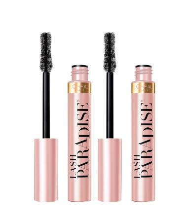 L'Oreal Paris Voluminous Makeup Lash Paradise Mascara, Voluptuous Volume, Intense Length, Feathery Soft Full Lashes, No Flaking, No Smudging, No Clumping, Blackest Black, 0.25 Fl Oz (Pack of 2) Washable Blackest Black 2 Count