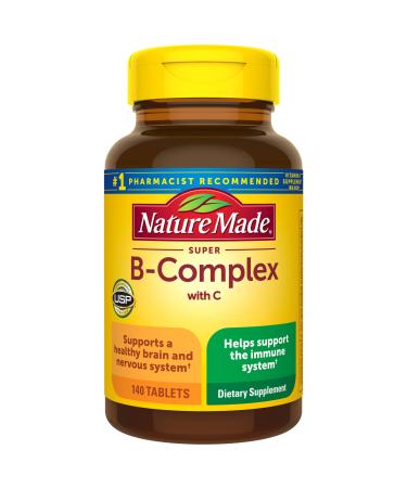 Nature Made Super B Complex with Vitamin C and Folic Acid, Dietary Supplement for Immune Support, 140 Tablets, 140 Day Supply 140 Count (Pack of 1)