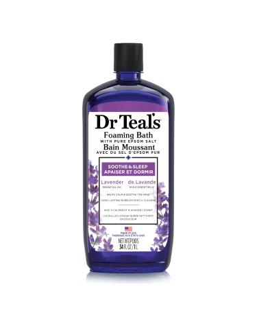 Dr Teal's Foaming Bath with Pure Epsom Salt Soothe & Sleep with Lavender Essential Oil 34 fl oz (Packaging May Vary) Bubble Bath (1000 ml) foaming Bath