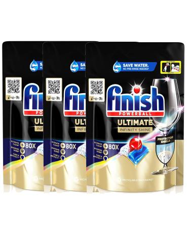 Finish Ultimate Infinity Shine Dishwasher tabs - dishwasher flush for ultimate cleaning fatty soldering and shine with protective shield - savings pack with 240 tabs (3x80 tabs) 80 (3 pack)