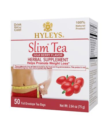 Hyleys Slim Tea Weight Loss Herbal Supplement with Goji Berry - Cleanse and Detox - 50 Tea Bags Goji Berry 50 Count (Pack of 1)