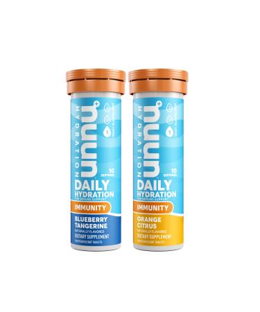 Nuun Immunity: Immune Support Hydration Supplement  Electrolytes  Antioxidants  Vitamin C  Zinc  Turmeric  Elderberry  Ginger  Echinacea - Blueberry Tangerine + Orange Citrus - 2 Tubes (20 Servings) Blueberry Tangerine +...