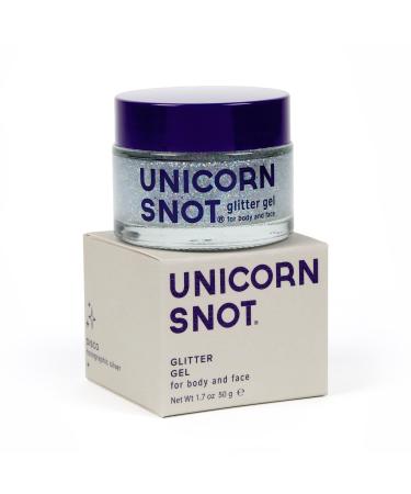 Unicorn Snot Face & Body Glitter Gel - Cosmetic-Grade Holographic Glitter - Festival Anime Cosplay Halloween Costume Makeup - Safe for Face Easy Application & Removal -Silver Glitter 1.7oz (Disco)