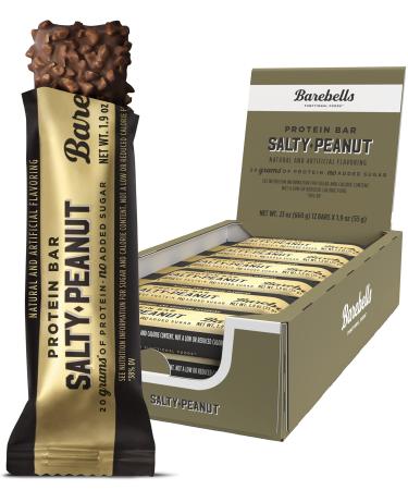 Barebells Protein Bars Salty Peanut - 12 Count, 1.9oz Bars - Protein Snacks with 20g of High Protein - Low Carb Protein Bar with No Added Sugar - Perfect on The Go Low Carb Snack & Breakfast Bars Salty Peanut 12 Count (Pac