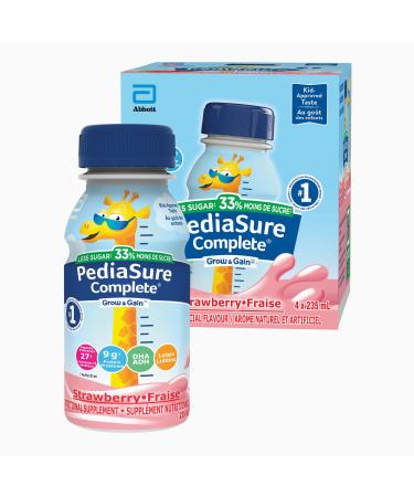 PediaSure Complete Reduced Sugar 33% Less Sugar Nutritional Supplement 4 X 235 ml Strawberry 940 ml Strawberry 235 ml (Pack of 4)