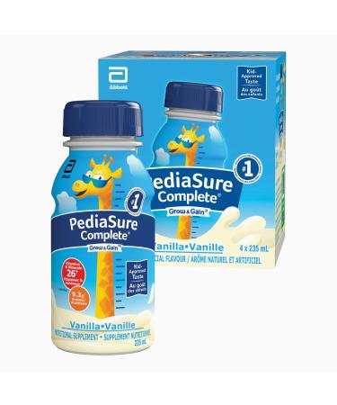 PediaSure Complete Nutritional Supplement Kids Nutritional Shake That Can Be Used As Breakfast Drink With Meal Vanilla 4 x 235-mL Bottles