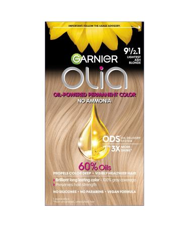 Garnier Hair Color Olia Ammonia-Free Brilliant Color Oil-Rich Permanent Hair Dye 9 1/2.1 Lightest Ash Blonde 1 Count (Packaging May Vary)