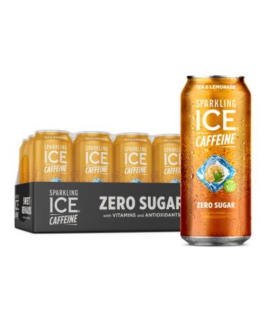 Sparkling Ice +Caffeine Tea + Lemonade Sparkling Water with Caffeine Zero Sugar with Antioxidants and Vitamins Zero Sugar 16 fl oz Cans (Pack of 12)