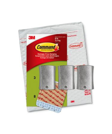 Command Universal , Damage Free Hanging Picture Hangers, No Tools Frame Hanger for Living Spaces, 3 Metal Picture Frame Hangers and 8 Large Command Strips Universal - Jumbo 3 Hangers