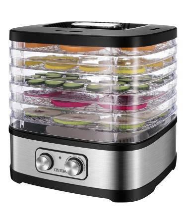 OSTBA Food Dehydrator, Dehydrator for Food and Jerky, Fruits, Herbs, Veggies, Temperature Control Electric Food Dryer Machine, 5 BPA-Free Trays Dishwasher Safe, 240W, Recipe Book Included Knob Control