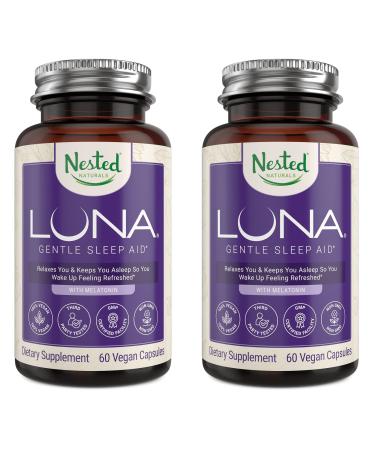 Luna | #1 Bedtime Supplement | Naturally Sourced Ingredients for Easier Bedtime | 60 Vegan Capsules | Herbal Supplement with Melatonin, Valerian Root, Chamomile Non-GMO (Luna 2 Pack)