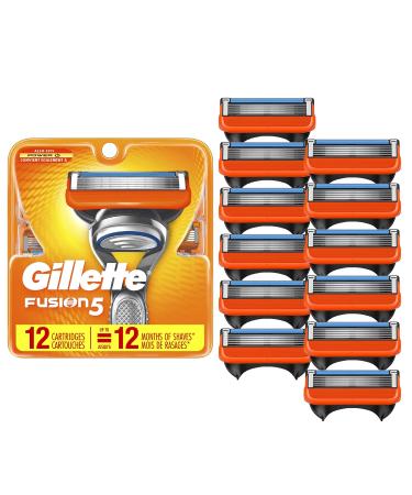 Gillette Fusion5 Mens Razor Blade Refills, 12 Count, Lubrastrip for a More Comfortable Shave 12 Refills