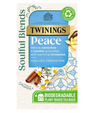 Twinings Soulful Blends Peace Inspired by Ayurveda - Mellow Camomile Tea Infusion with Vanilla & Cinnamon Herbal Tea - 20 x Biodegradable Tea Bags Peace 20 Count (Pack of 1)