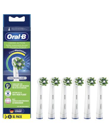 Oral-B CrossAction brush heads for electric toothbrush 6 pieces holistic mouth cleaning with CleanMaximiser bristles toothbrush head for Oral-B toothbrushes Green 6 pieces (1 pack) Old