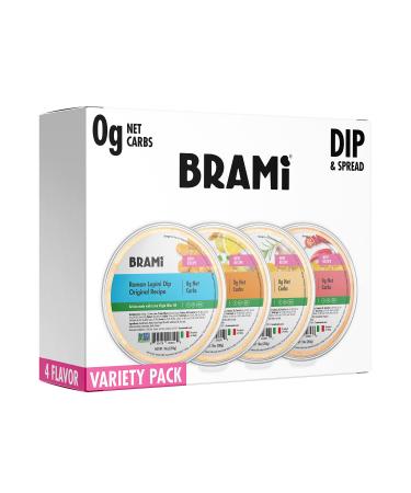BRAMI Keto Lupini Bean Dip, Spread & Hummus | 0g Sugar, 0g Net Carbs | Keto, Vegan, Vegetarian, Mediterranean, Non-Perishable, Shelf-Stable, Low Carb, Low Calorie | 10oz (Variety, 4 Count) Variety 10 Ounce (Pack of 4)
