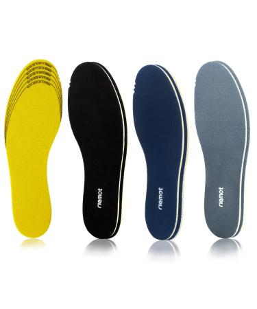 riemot 3 Pairs Memory Foam Insoles for Men Women Super Soft Thin Replacement Innersoles for Slippers Sneakers Running Shoes Boot Liners Comfort Cushioning Shoe Inserts Size 8-13 Black Grey Navy Men 8-13 Z. 3 Pairs Memory Foam Insoles: 5mm-men