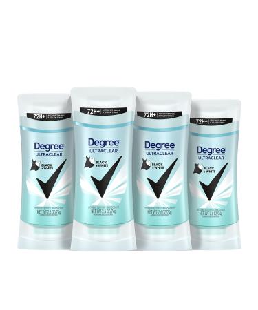 Degree UltraClear Antiperspirant for Women Protects from Deodorant Stains Black+White Deodorant for Women 2.6 oz 4 Count Stick