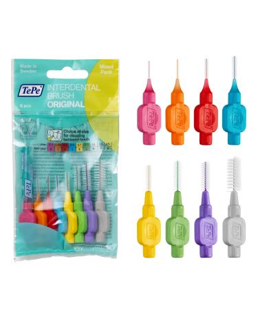 TePe Interdental Brushes | Type: Original | Mixed Pack | Size 0-7 (0.4-1.3mm) | 8 Count (Pack of 1) 8 count (Pack of 1) Mix Pack (Size 0-7)