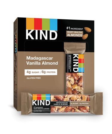 KIND Bars, Madagascar Vanilla Almond, Gluten Free, Low Sugar, 1.4oz, 12 Count