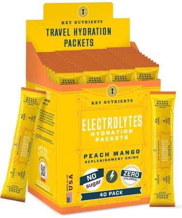 KEY NUTRIENTS Multivitamin Electrolytes Powder Packets Post Workout and Recovery - Tropical Peach Mango - Pack Of 40