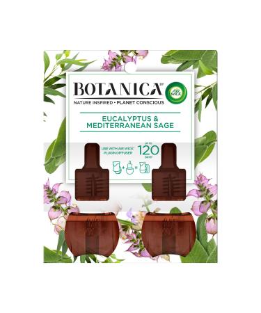 Airwick Botanica Scented Oil Eucalyptus & Mediterranean Sage Natural Ingredients Twin Refill 40 milliliter Ecualyptus Sage 40 ml (Pack of 1)