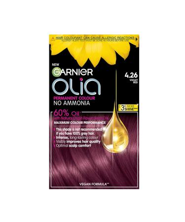 Garnier Olia Permanent Hair Dye Up to 100% Grey Hair Coverage No Ammonia 60% Oils Bold 4.26 Rose Violet Rose Violet 1 count (Pack of 1)