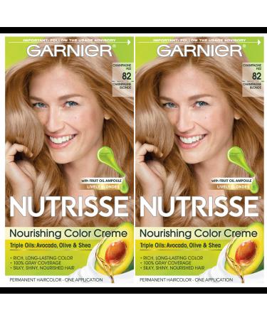 Garnier Hair Color Nutrisse Nourishing Creme 82 Champagne Blonde (Champagne Fizz) Permanent Hair Dye 2 Count (Packaging May Vary)