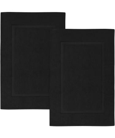 Utopia Towels Cotton Banded Bath Mats, Black, Not a Bathroom Rug, 21 x 34 Inches, 100% Ring Spun Cotton - Highly Absorbent and Machine Washable Shower Bathroom Floor Mat (Pack of 2) 2 Pack Black