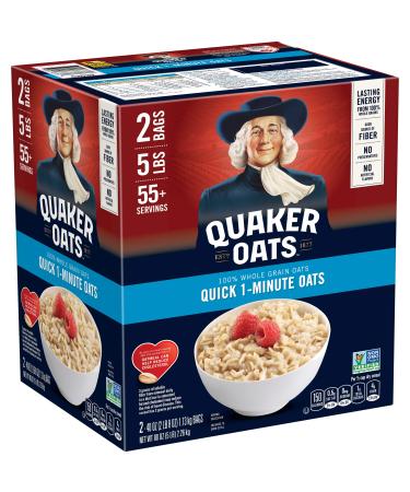 Quaker Quick 1-Minute Oatmeal, Non GMO Project Verified, Two 40 oz Bags in Box (Pack of 2), 55 Servings