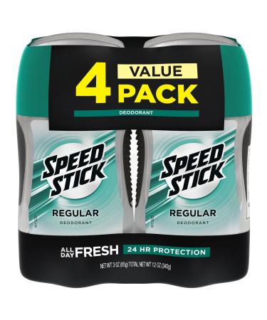 Speed Stick Deodorant for Men Aluminum Free Regular - 3 Ounce (4 Pack) 3 Ounce (Pack of 4) Regular