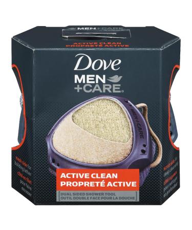 Dove Men + Care Dual Sided Shower Tool for building lather and deep cleansing Active Clean body exfoliator for men 1 count 1 count (Pack of 1)
