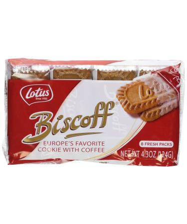 Biscoff Cookies - 4.3 Ounce (Pack of 2) (16 Individual Snack Packs) lotus,coffee 4.3 Ounce (Pack of 2)
